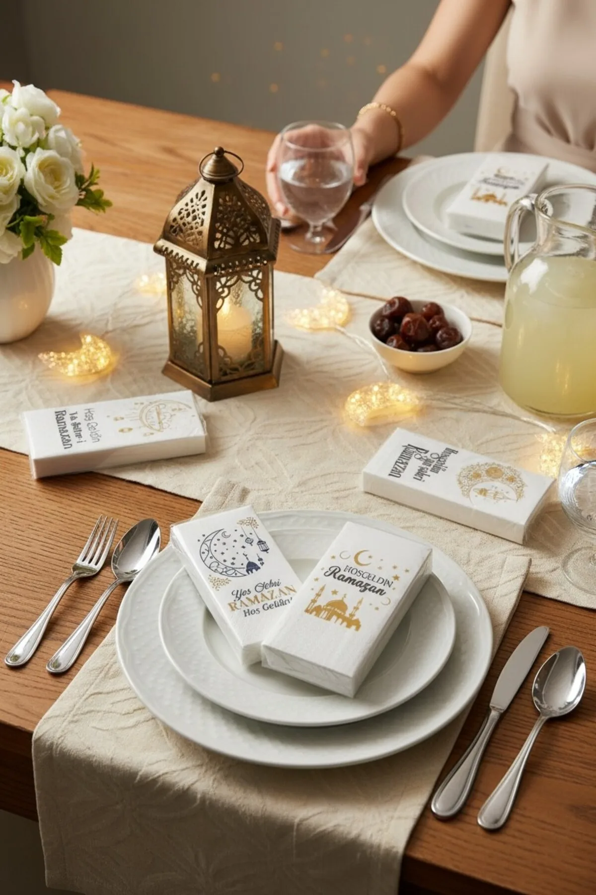 Bereketli Store 6 Paket Ramazan Temalı İftar Sofrası Süs Peçetesi (Toplam 150 Adet)