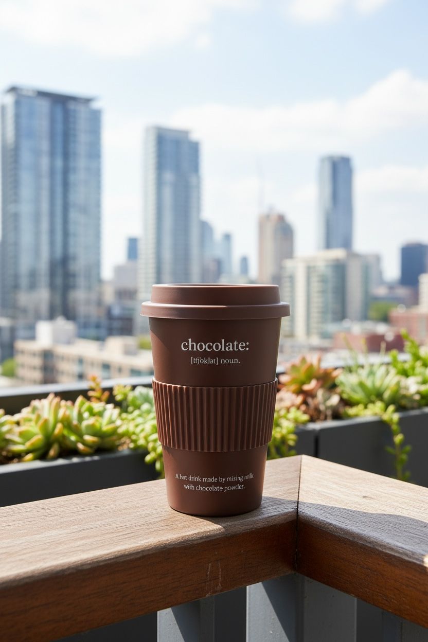 Kahverengi Porselen Travel Mug | Kapaklı Taşınabilir Kahve Kupası