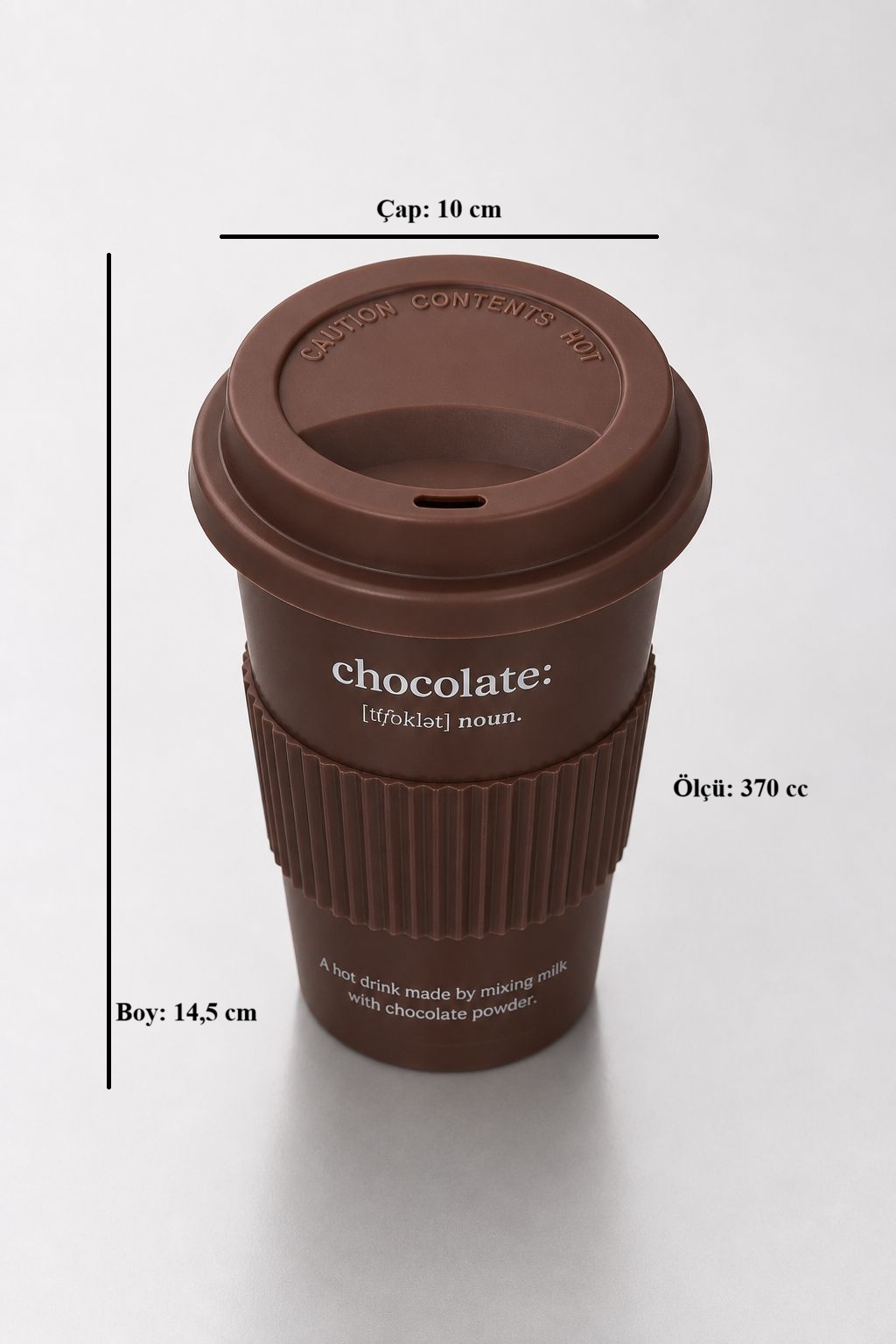 Kahverengi Porselen Travel Mug | Kapaklı Taşınabilir Kahve Kupası