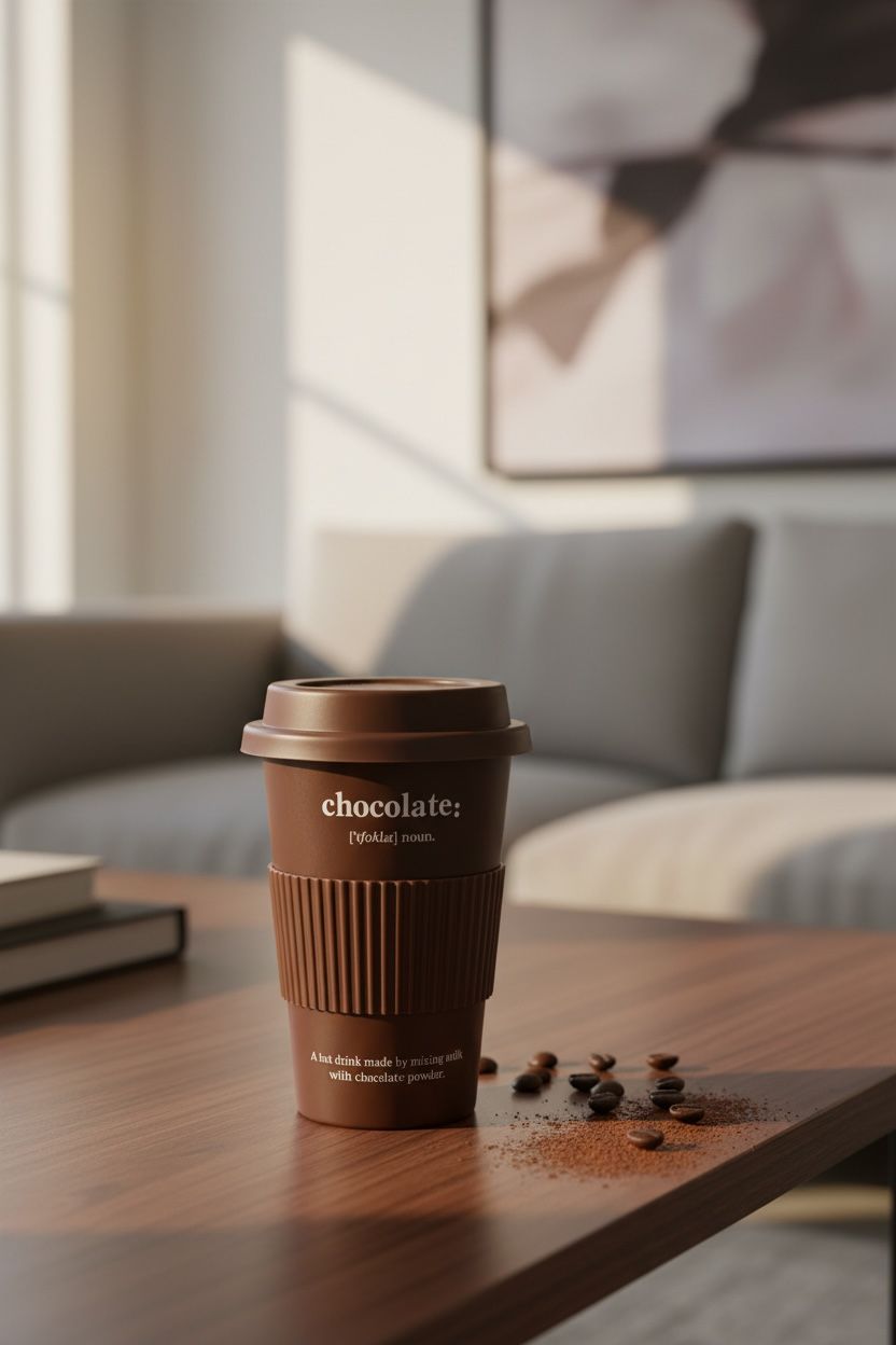 Kahverengi Porselen Travel Mug | Kapaklı Taşınabilir Kahve Kupası