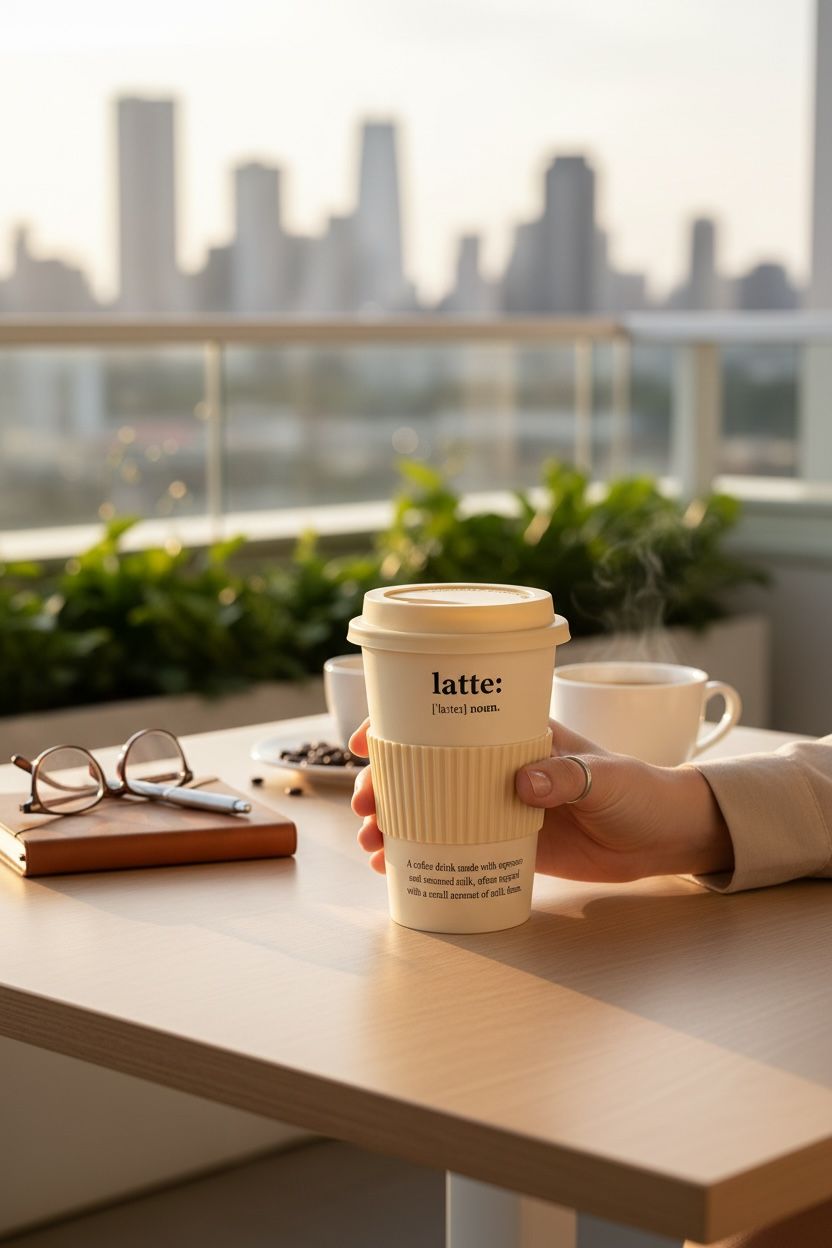Kahverengi Porselen Travel Mug | Kapaklı Taşınabilir Kahve Kupası