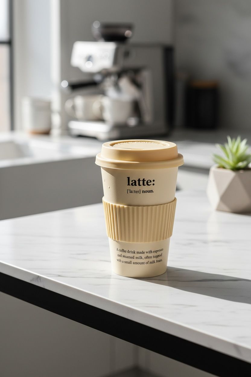 Kahverengi Porselen Travel Mug | Kapaklı Taşınabilir Kahve Kupası