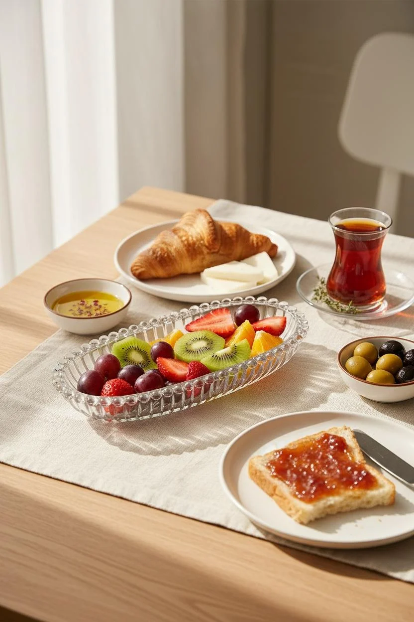 Kayık Tabak Boncuk Detaylı | Şık Sunum ve Servis Tabağı