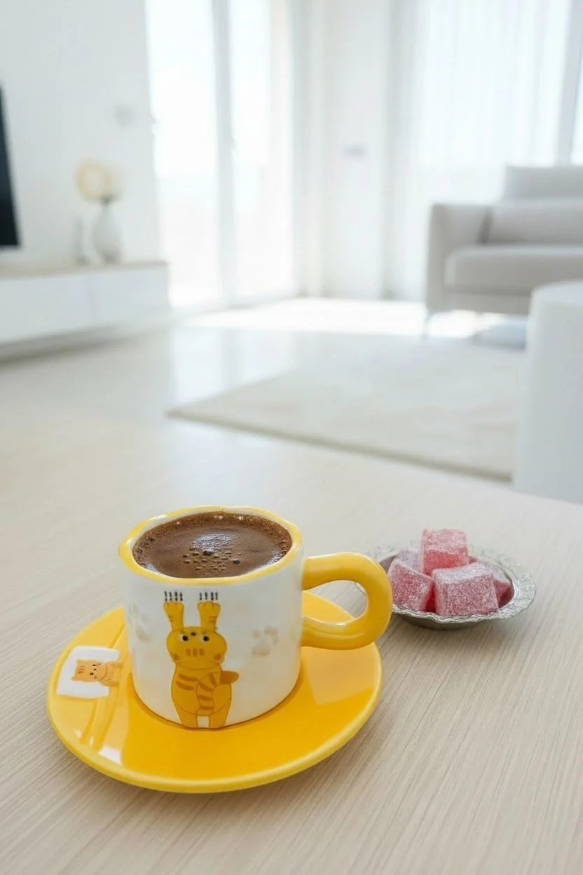 Figürlü 2’li Porselen Kahve Fincanı Takımı 140 ml – Sevimli Tasarım Türk Kahvesi Fincanı Seti Pandal
