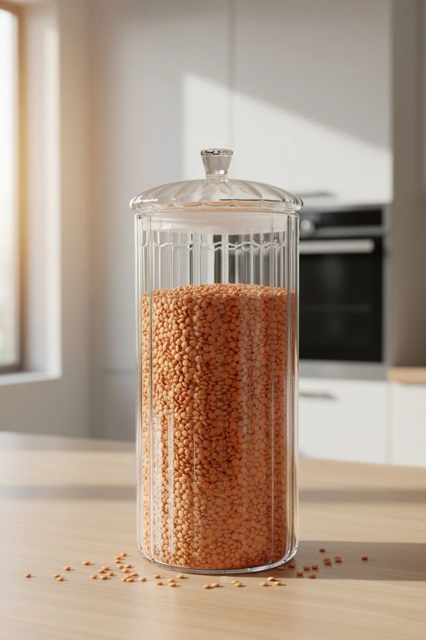 Mien Cam Kapaklı Çizgi Detaylı Kavanoz 1330 ml | Dekoratif Saklama Kavanozu