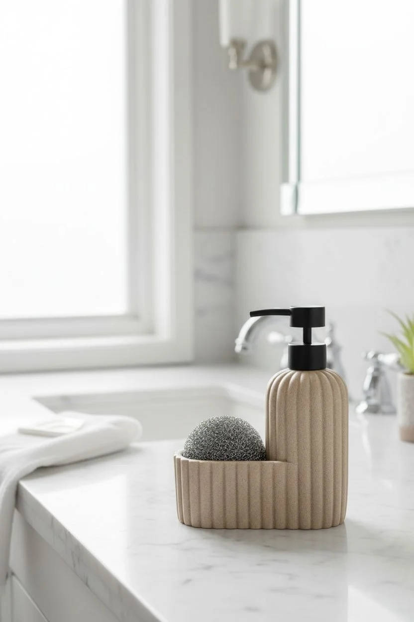 Mien Süngerli Polyresin Sıvı Sabunluk Krem Renk | Banyo ve Mutfak Sabun Dispenseri