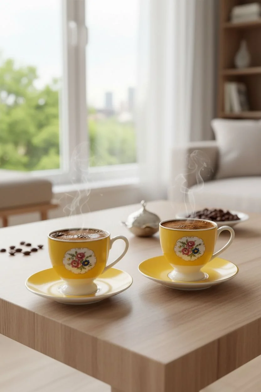 Mien Serena 2'li Kahve Fincanı Takımı 90 ml | Dekoratif Şık Fincan Seti Kahve Sunumluk