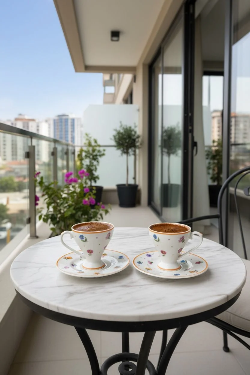 Mien Gözde Çiçekli 2'li Kahve Fincanı Takımı 90 ml | Dekoratif Desenli Kahve Fincan Seti