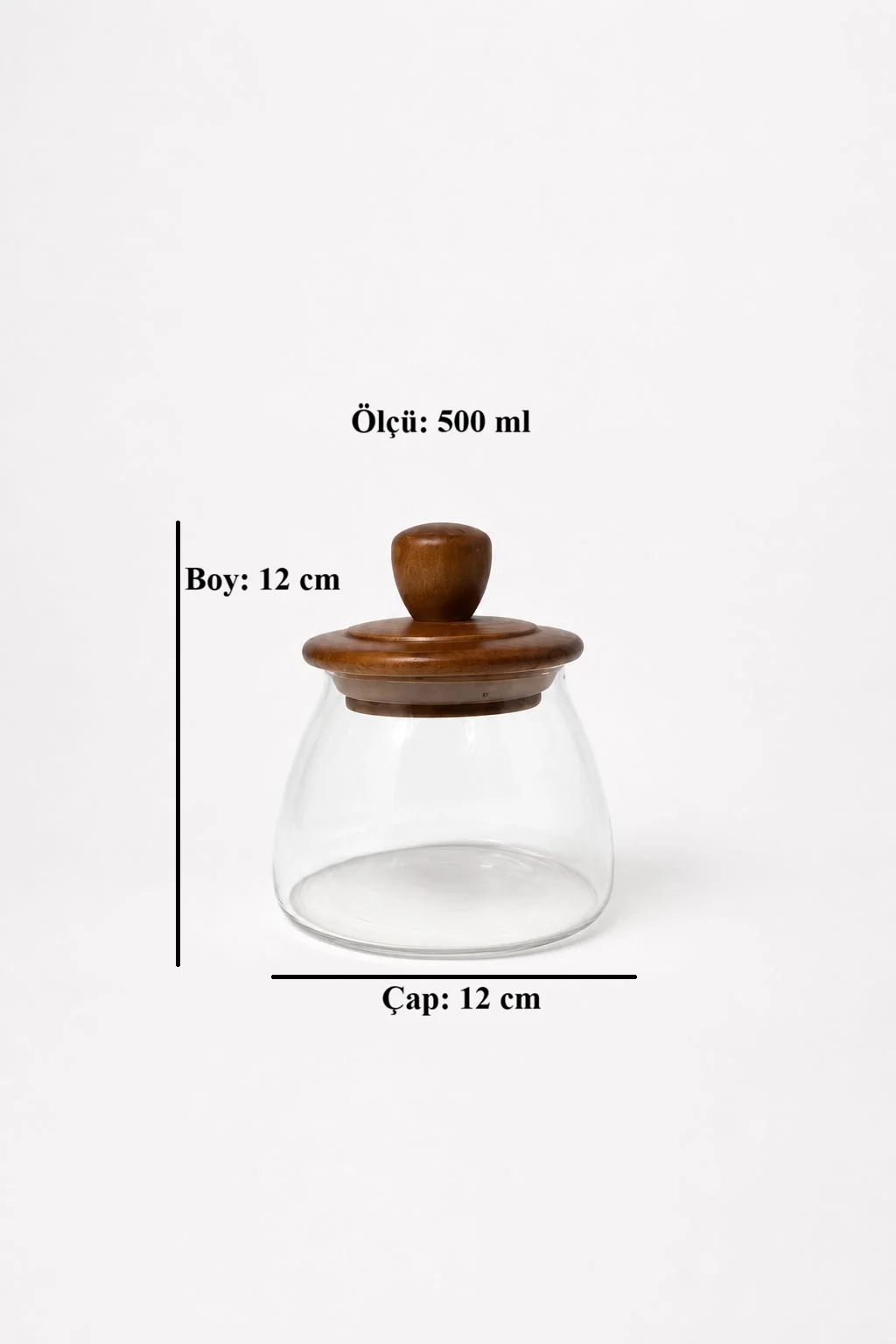 Mien Herry Akasya Kapaklı Cam Kavanoz | 500 ml Saklama Kavanozu