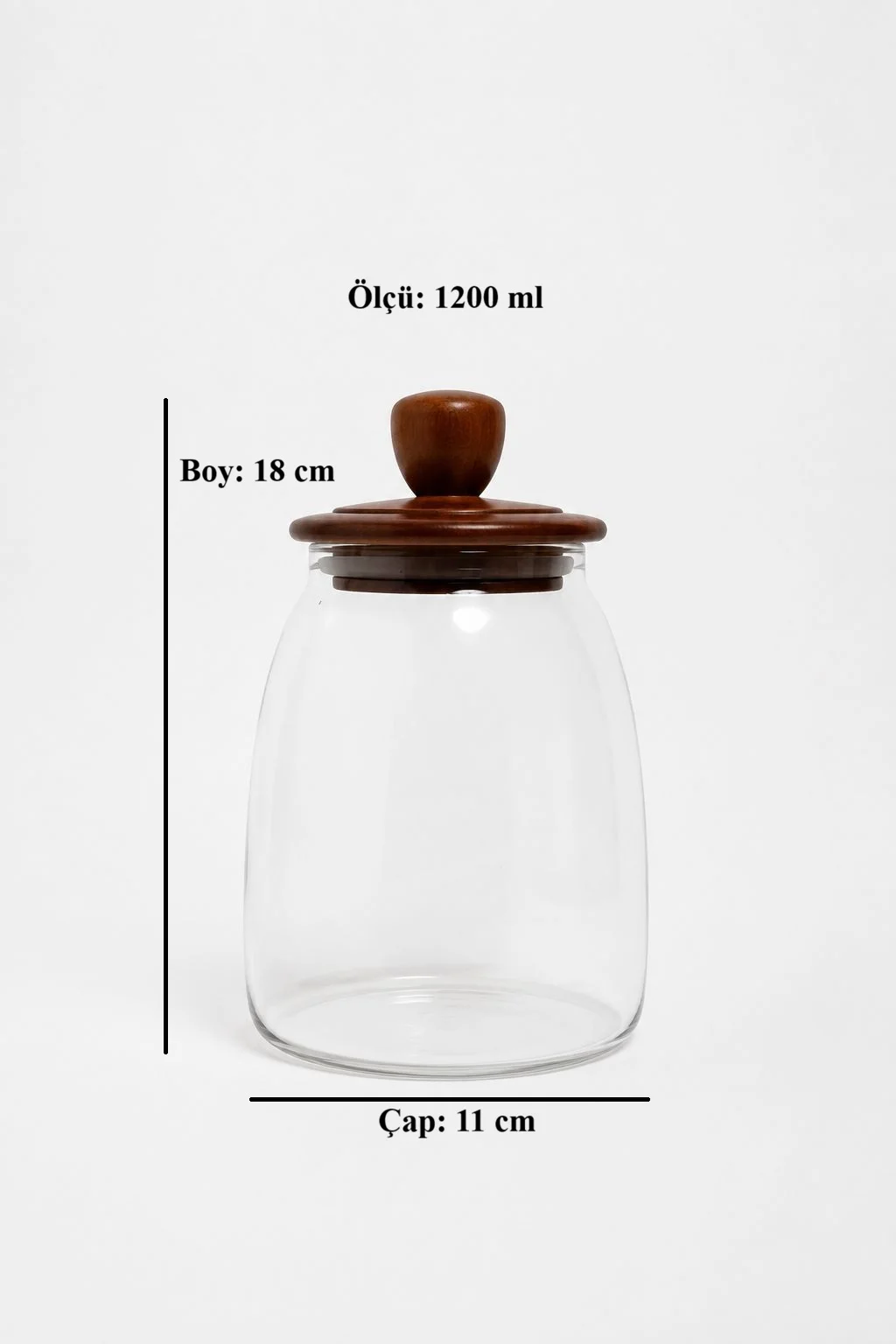Mien Herry Akasya Kapaklı Cam Kavanoz | 1200  ml Saklama Kavanozu
