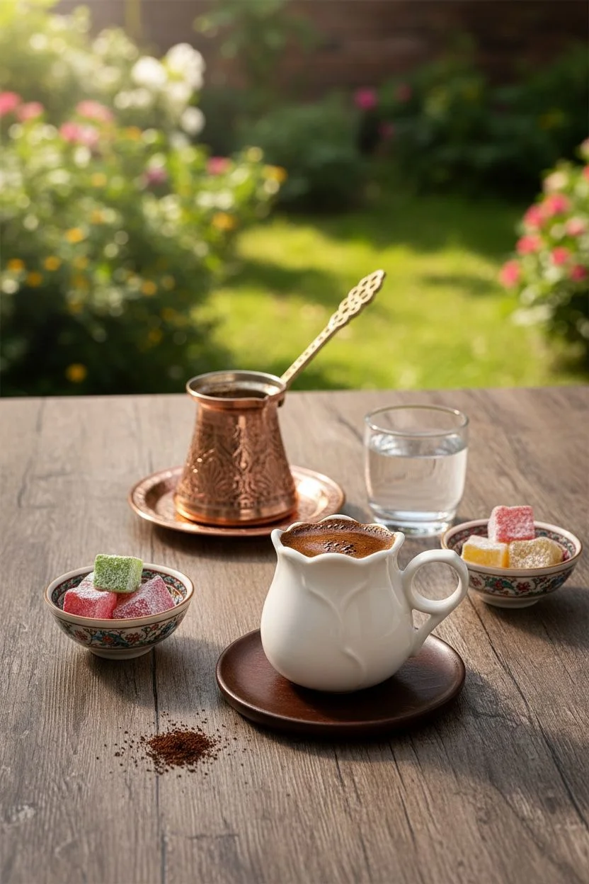 Mien Keny Akasya Tabaklı Lale Model 6 Kişilik Kahve Fincanı Takımı 12 Parça 90 ml