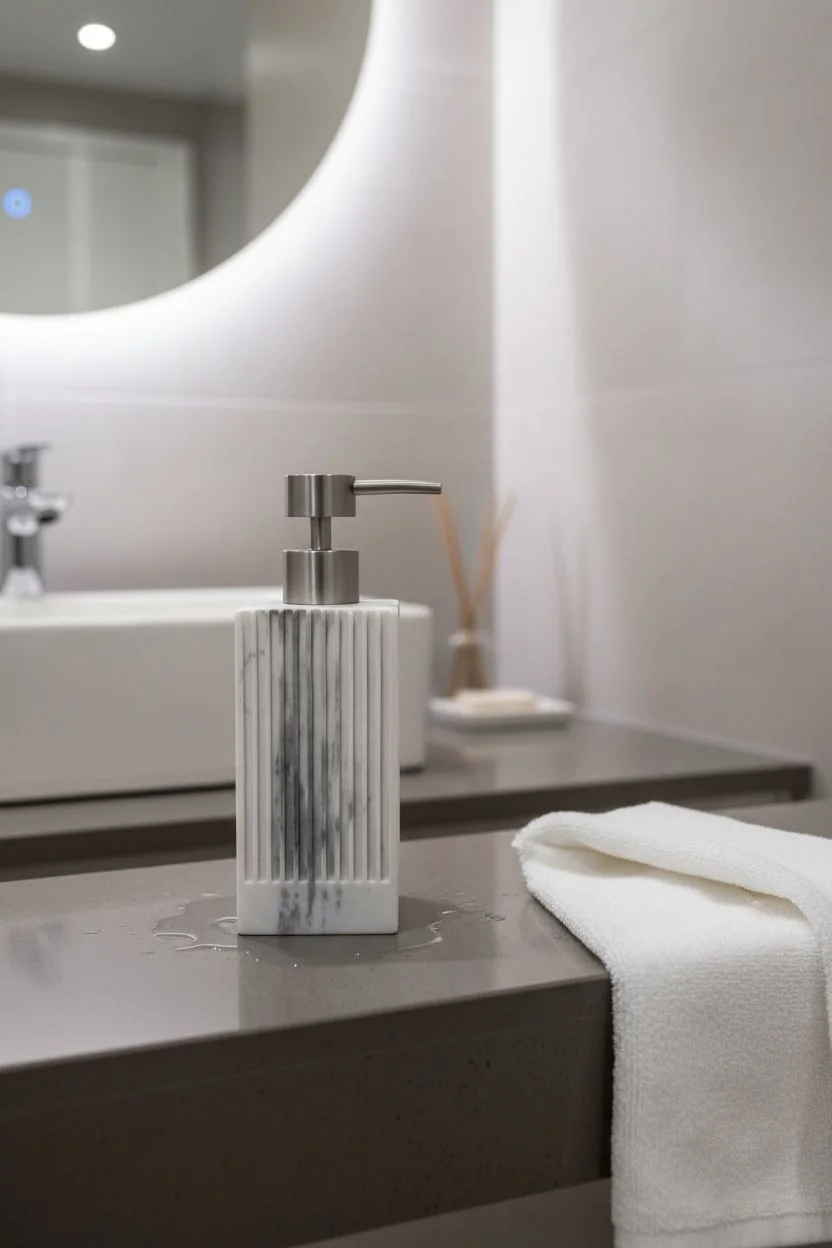 Acar Çizgili Taş Görünümlü Sıvı Sabunluk | Dekoratif Banyo ve Mutfak Sabunluğu