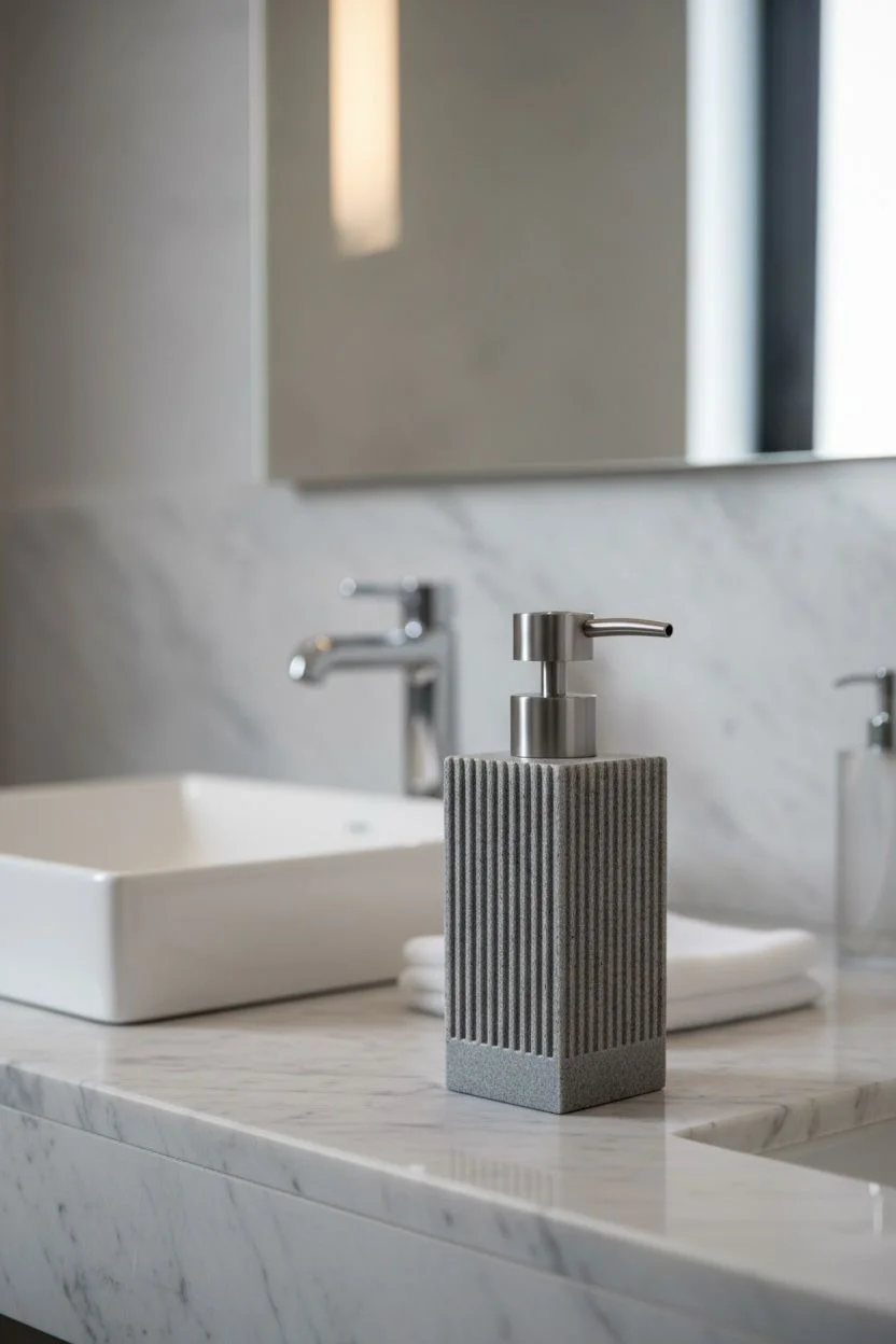 Acar Çizgili Taş Görünümlü Sıvı Sabunluk | Dekoratif Banyo ve Mutfak Sabunluğu