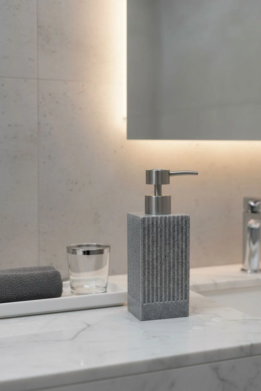 Acar Çizgili Taş Görünümlü Sıvı Sabunluk | Dekoratif Banyo ve Mutfak Sabunluğu