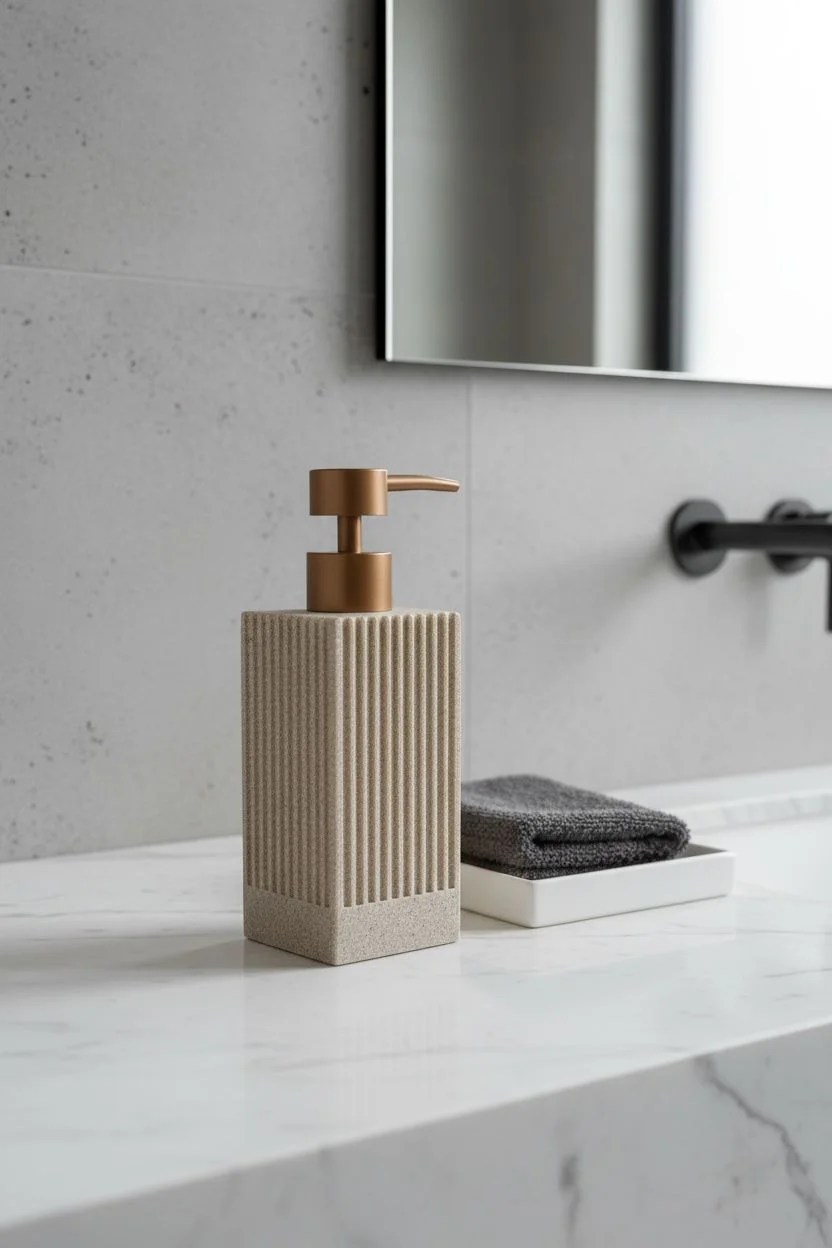 Acar Çizgili Taş Görünümlü Sıvı Sabunluk | Dekoratif Banyo ve Mutfak Sabunluğu