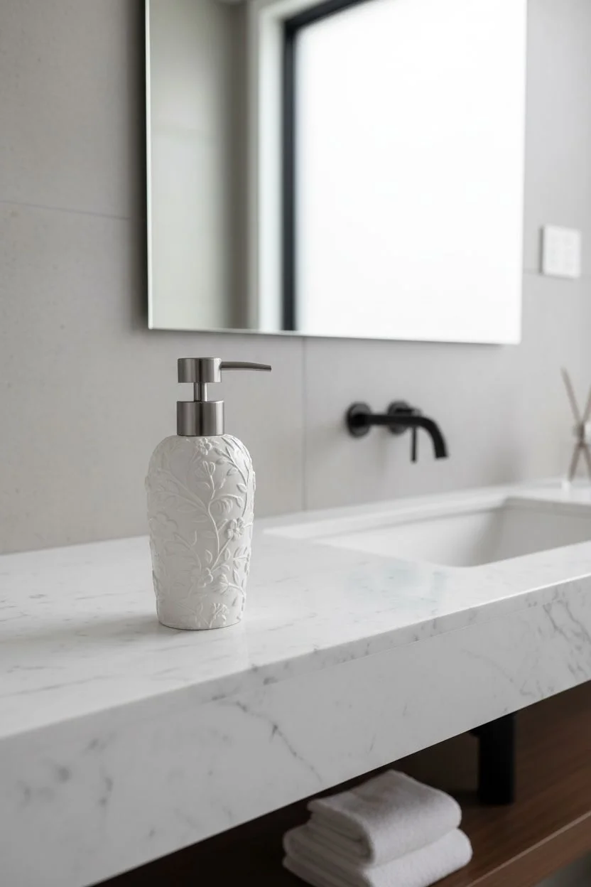 Acar Çiçek Detaylı Sıvı Sabunluk | Dekoratif Banyo ve Mutfak Sabunluğu