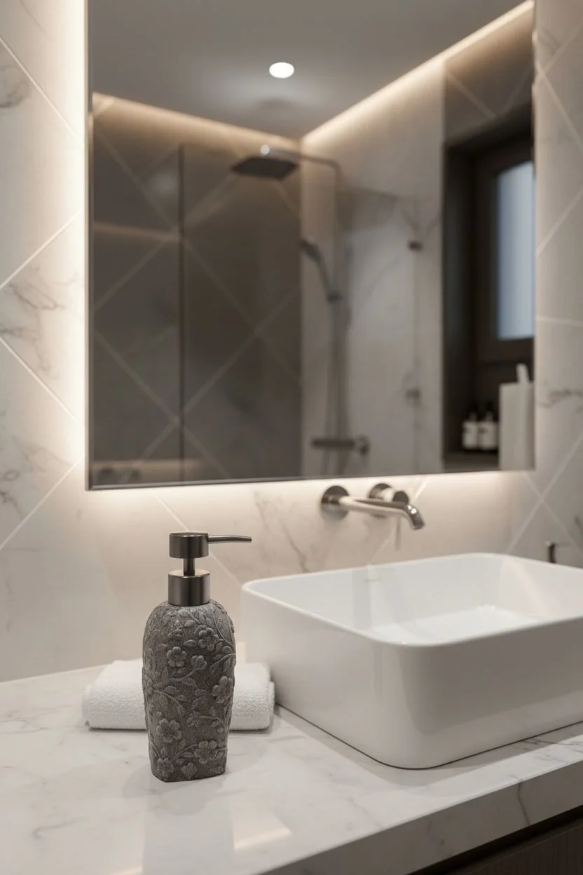 Acar Çiçek Detaylı Sıvı Sabunluk | Dekoratif Banyo ve Mutfak Sabunluğu