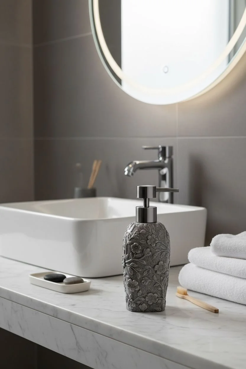 Acar Çiçek Detaylı Sıvı Sabunluk | Dekoratif Banyo ve Mutfak Sabunluğu