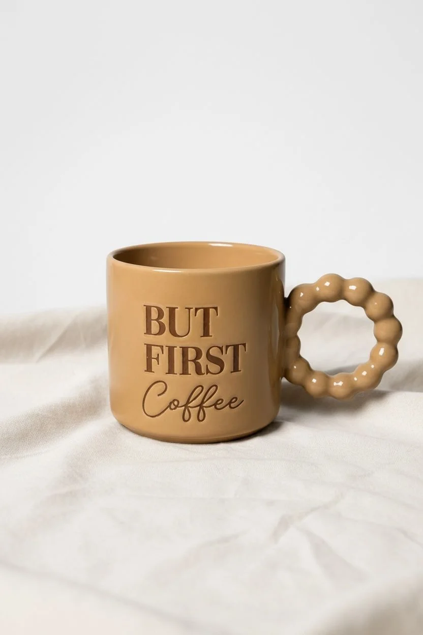Emsan But First Coffee Krem Rengi  Porselen Kupa 310 ml | Kahve ve Çay Kupası