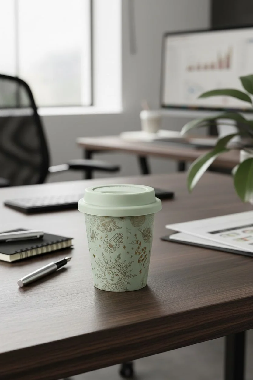 Emsan Kapaklı  Porselen Mug | 300 ml  Kapaklı Kahve Bardağı