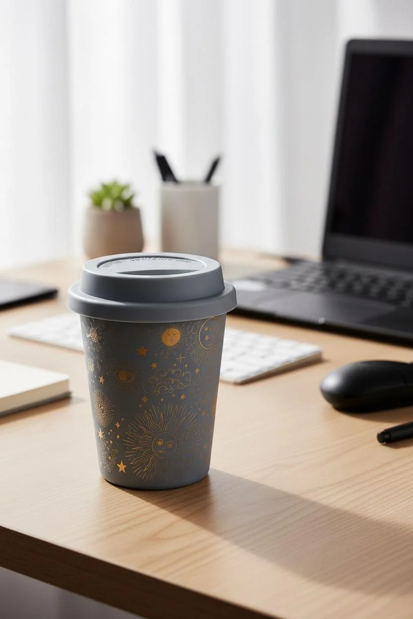 Emsan Kapaklı  Porselen Mug | 300 ml  Kapaklı Kahve Bardağı