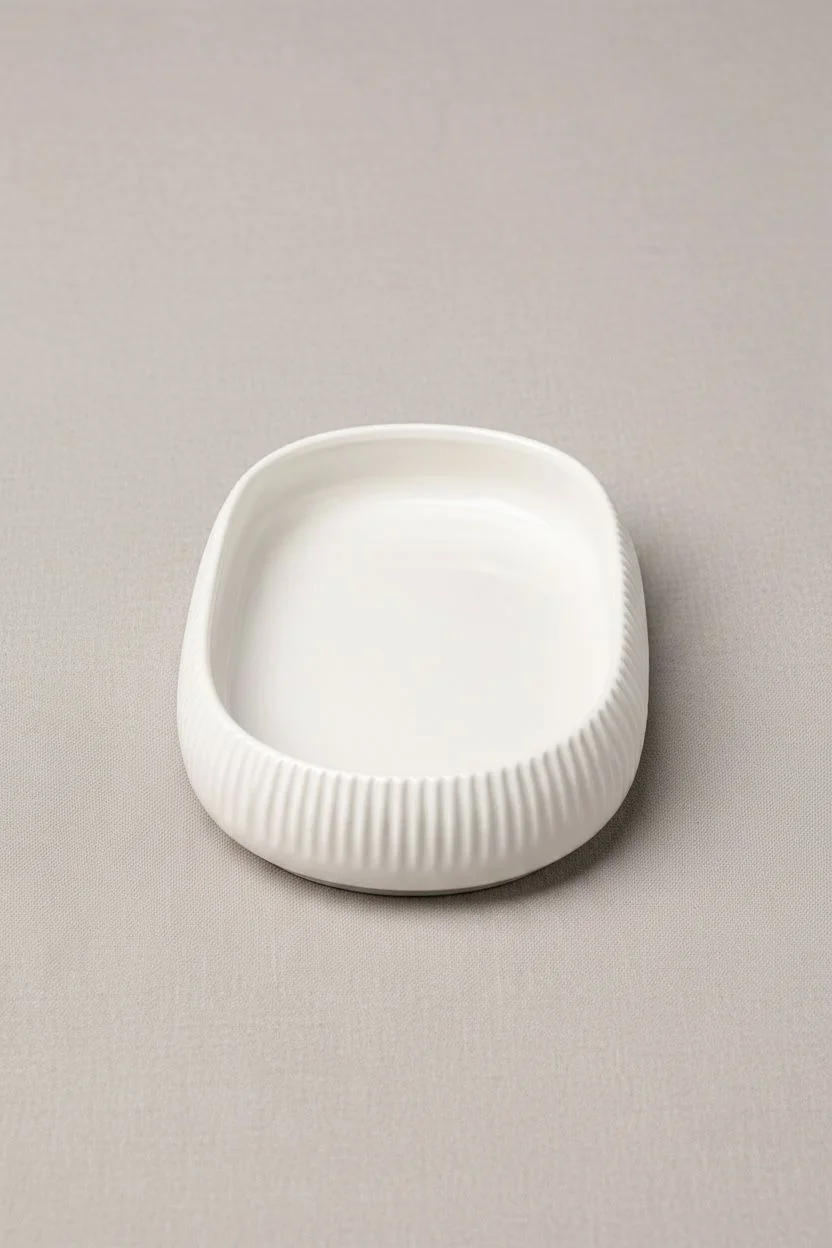 Acar Oval Çizgi Detaylı Porselen Sunum ve Servis Tabağı 13x17 cm