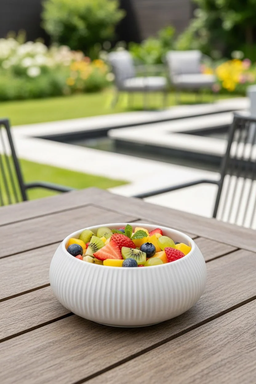 Acar Yuvarlak Çizgi Detaylı Porselen Kase 12x6,5 cm – Salata, Kahvaltılık ve Sunumluk