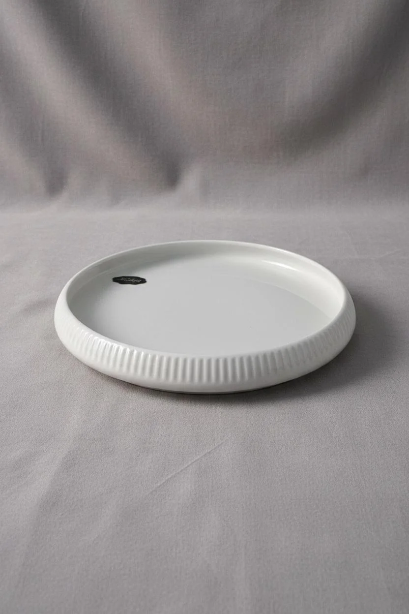 Acar Çizgi Detaylı Porselen Yuvarlak Tabak 18x3 cm | Pasta, Tatlı ve Sunum Tabağı 