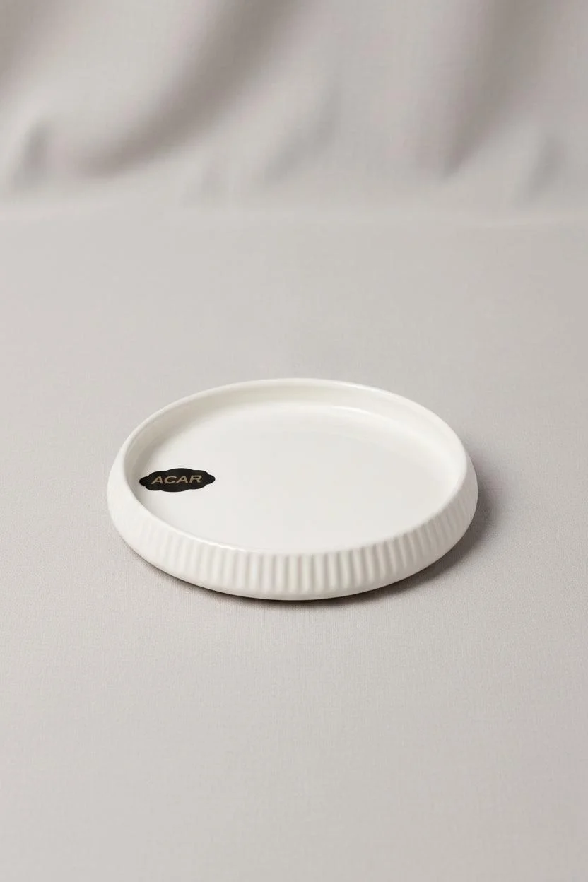 Acar Çizgi Detaylı Porselen Ufak Yuvarlak Tabak 14x3 cm – Pasta, Tatlı ve Sunum Tabağı