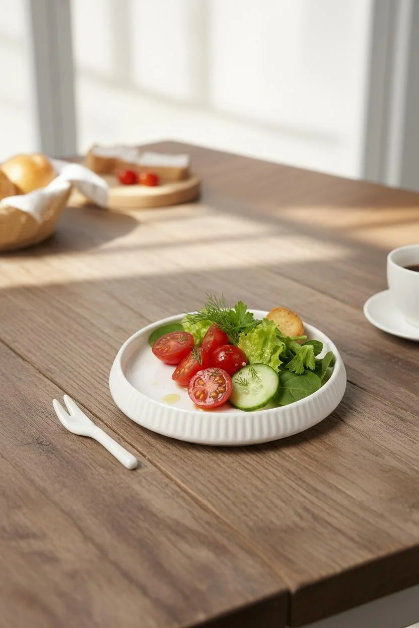 Acar Çizgi Detaylı Porselen Ufak Yuvarlak Tabak 14x3 cm – Pasta, Tatlı ve Sunum Tabağı