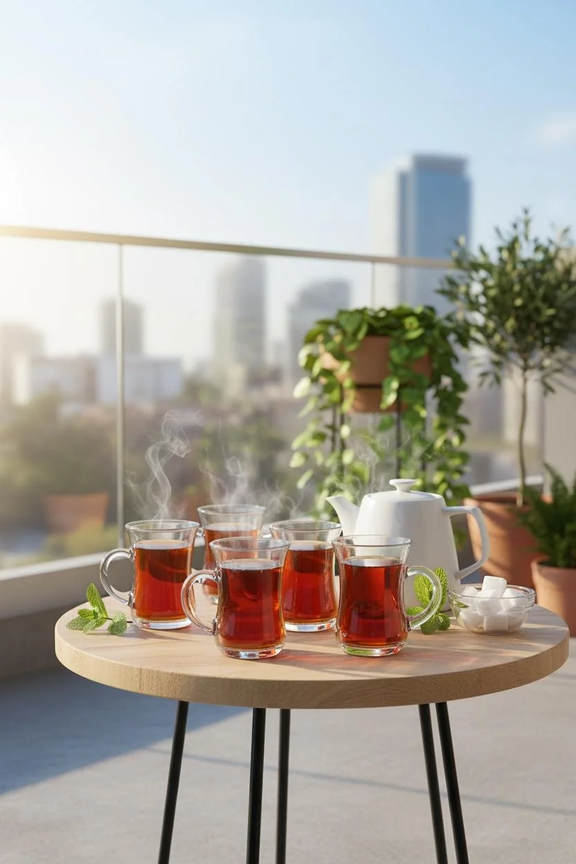Glass 4 You Lina 6'lı Cam Çay Bardağı 145cc | Kulplu Tasarım