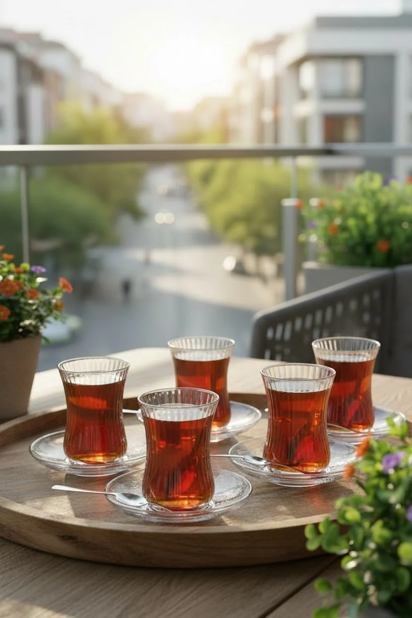 Lav 6'lı  Duru Optikli 150 cc Cam Çay Bardağı | Çizgi Detaylı Tasarım