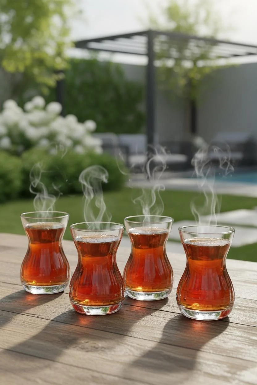 Paşabahçe Crystallin 6'lı El Yapımı Zarif Çizgili Cam Çay Bardağı – Şık Sunum Serisi