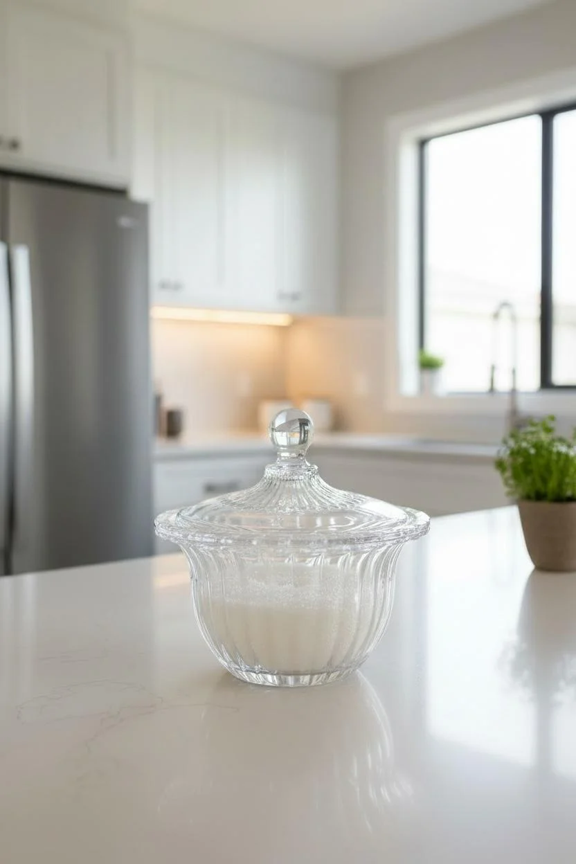 Paşabahçe Glamour Crystal Glass Çizgi Detaylı Cam Şekerlik | Kapaklı Sunumluk
