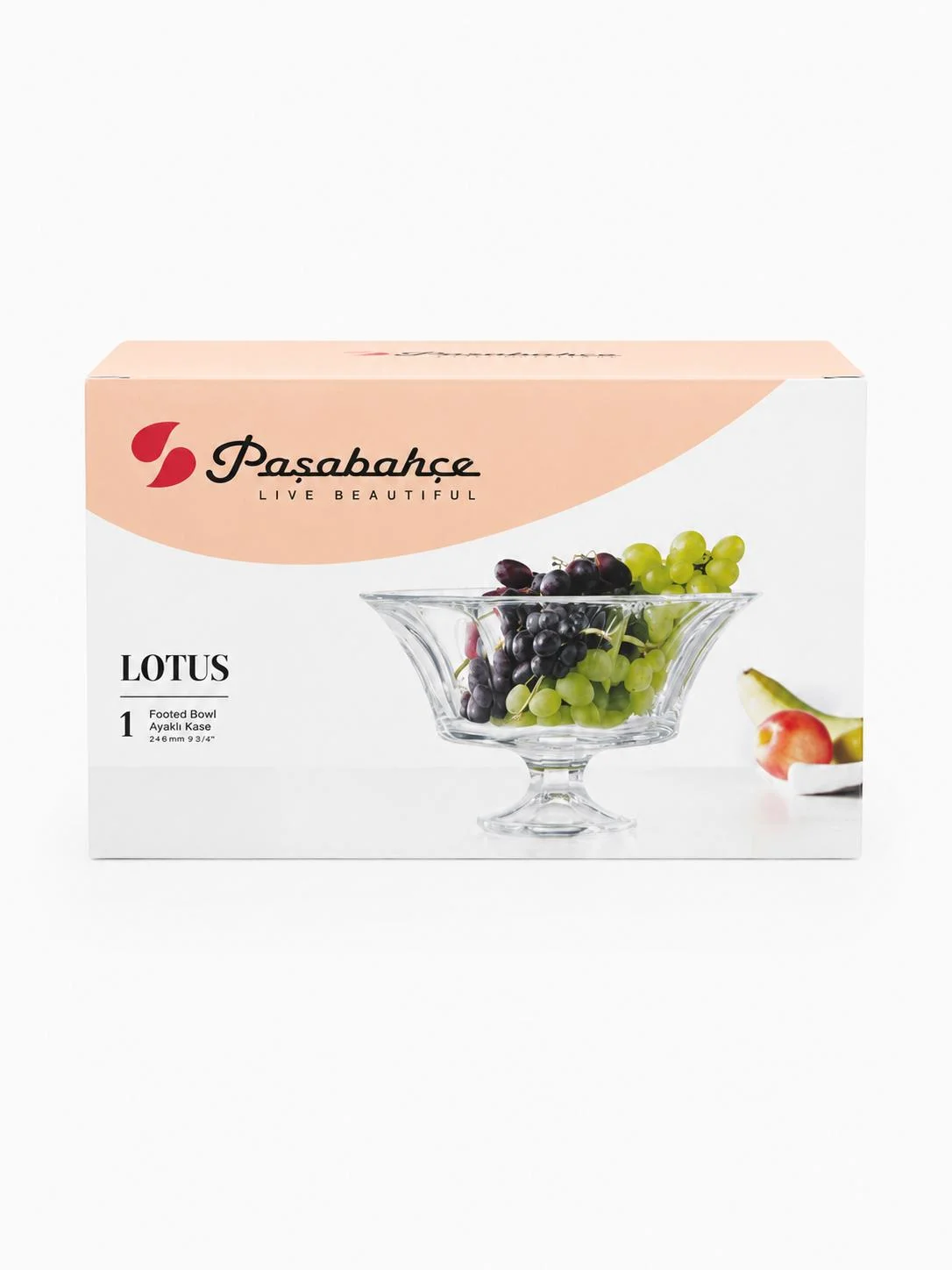 Paşabahçe Lotus 246 mm Ayaklı Cam Kase – Meyvelik, Salata ve Sunumluk