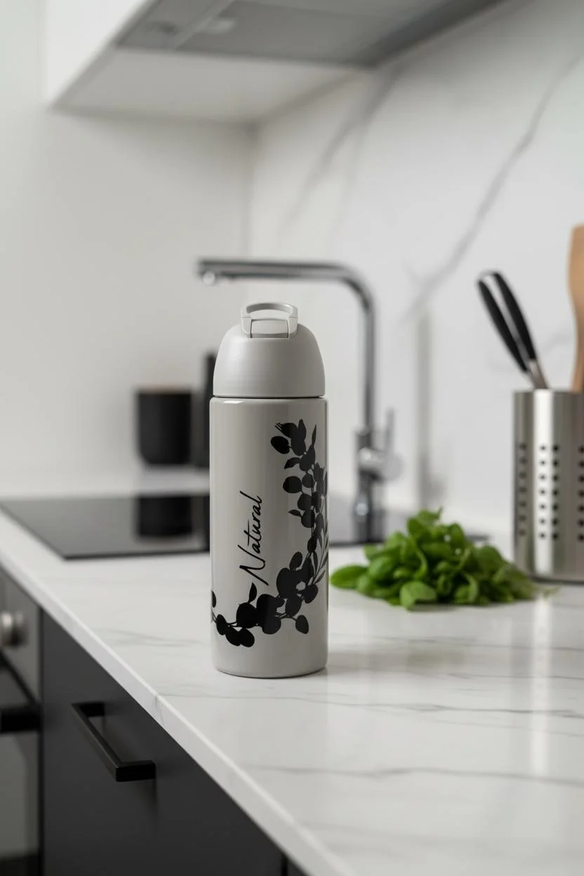 Natural 500 ml Dal Desenli Suluk Matara | Soğuk İçecek Şişesi