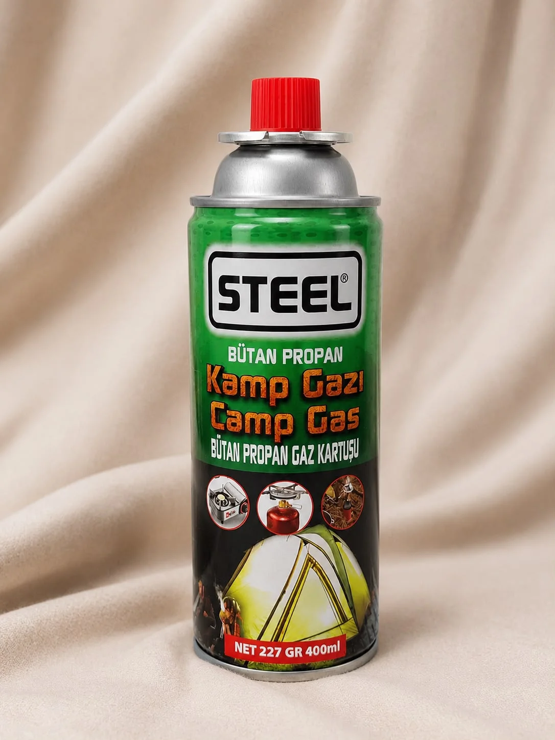Steel 400 ml Bütan Propan Gaz Karışımı Kamp Gazı | Portatif Ocak Gaz Kartuşu