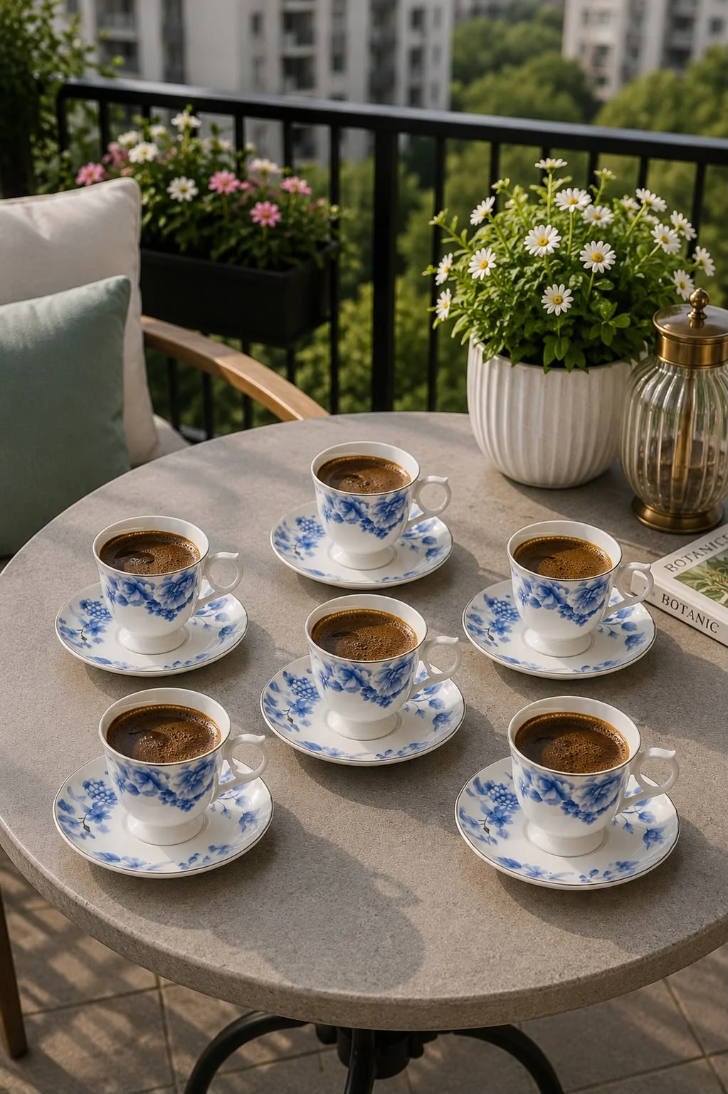 Acar Talisya Çiçekli 6'lı Türk Kahvesi Fincan Takımı – Porselen Kahve Fincanı Seti