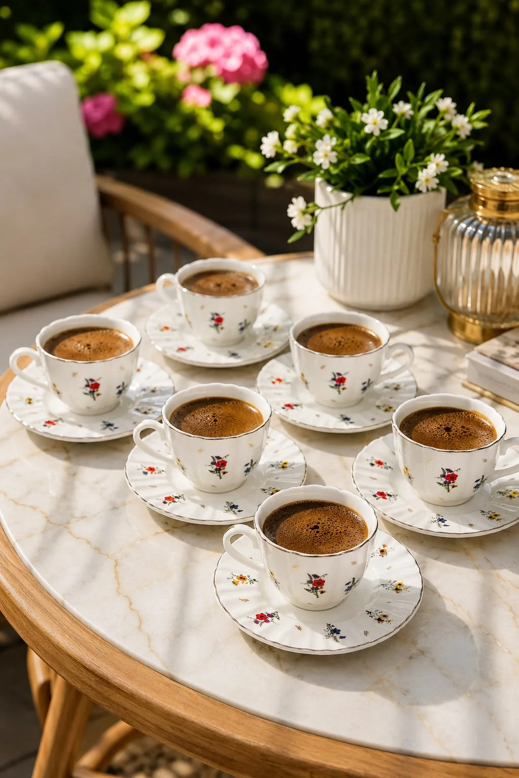 Acar Graciana Çiçekli 6'lı Türk Kahvesi Fincan Takımı – Porselen Kahve Fincanı Seti
