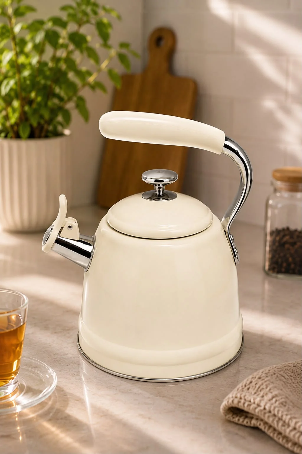 Acar Tea Time Bej  3L Düdüklü Su Isıtıcı | Paslanmaz Çelik Çaydanlık Kettle