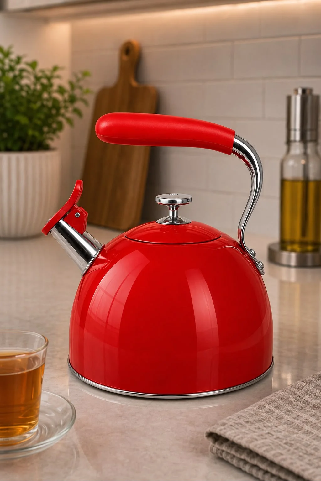 Acar SteamCall Kırmızı 3L Düdüklü Su Isıtıcı | Paslanmaz Çelik Çaydanlık Kettle