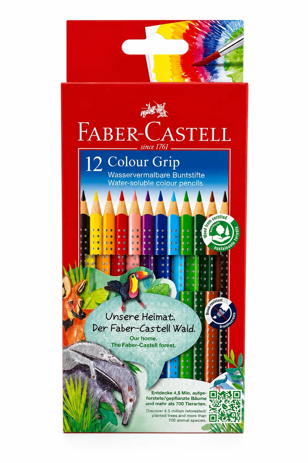 Faber-Castell 12'li Üçgen Kuru Boya Kalemi | Rahat Tutuşlu Canlı Renkler Boya Seti