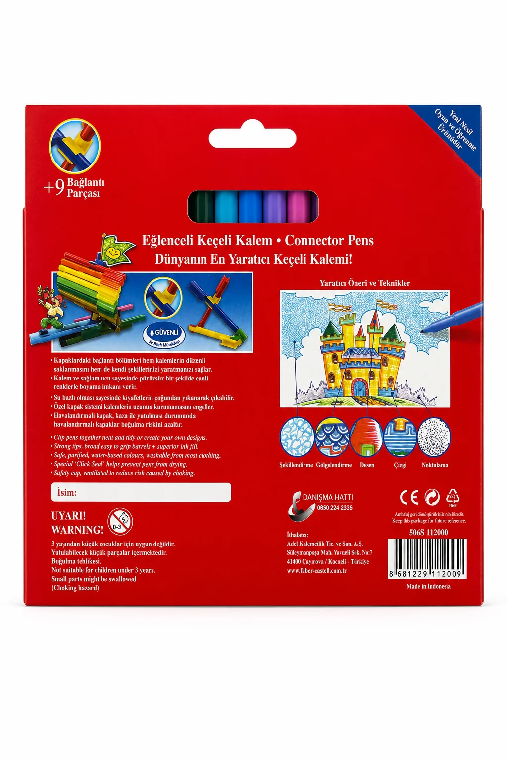 Faber-Castell 20'li Eğlenceli Keçeli Kalem | X9 Bağlantı Parçalı Bağlanabilir Kapaklı