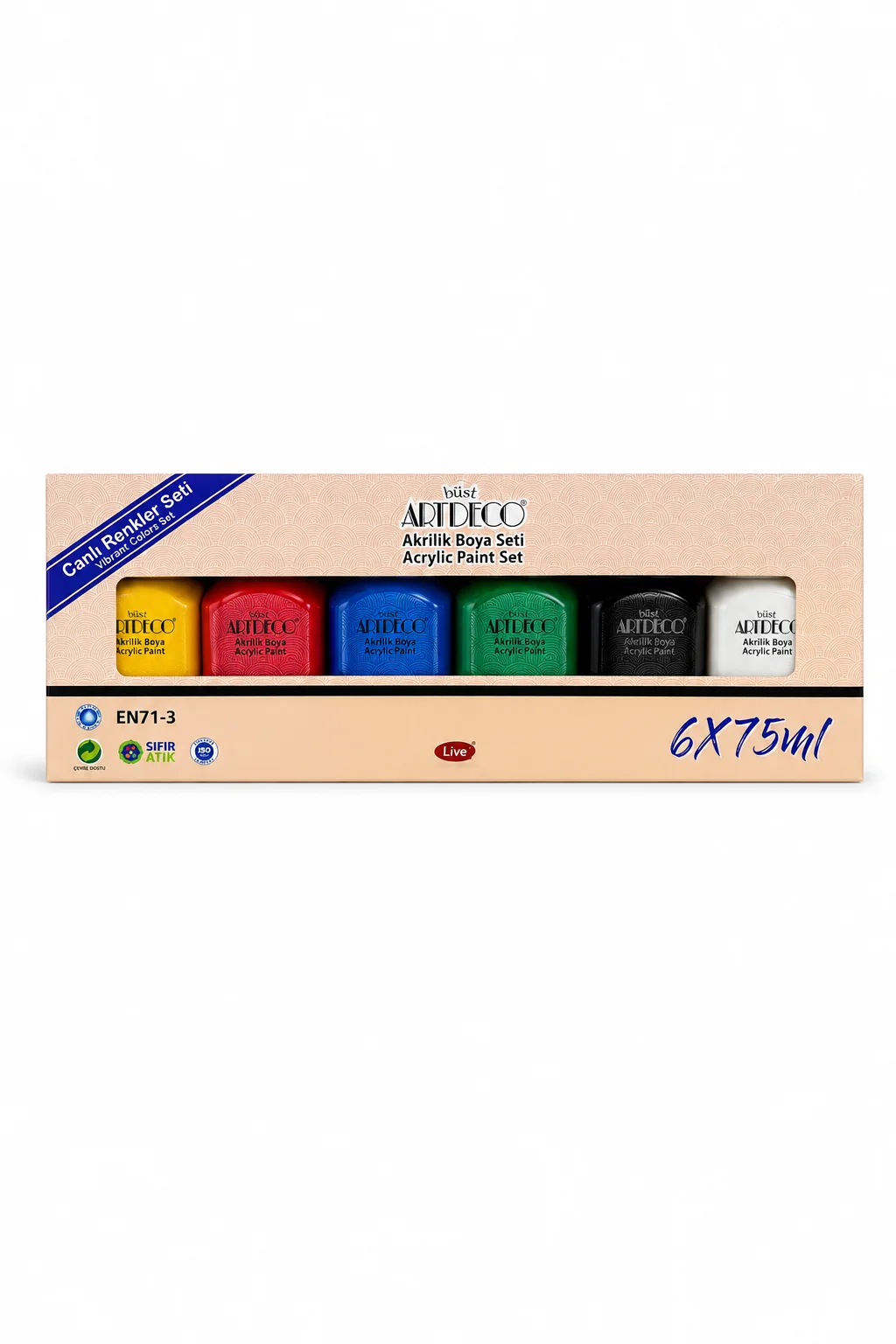 Artdeco 6x75 ml Akrilik Boya Seti | Canlı Renkler Hobi ve Sanat Boyası