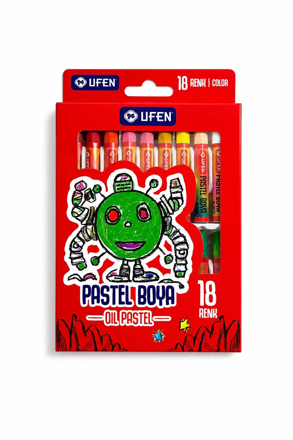 Ufen 18'li Pastel Boya Seti | Canlı Renkler Yumuşak Kullanım Boya Kalemi