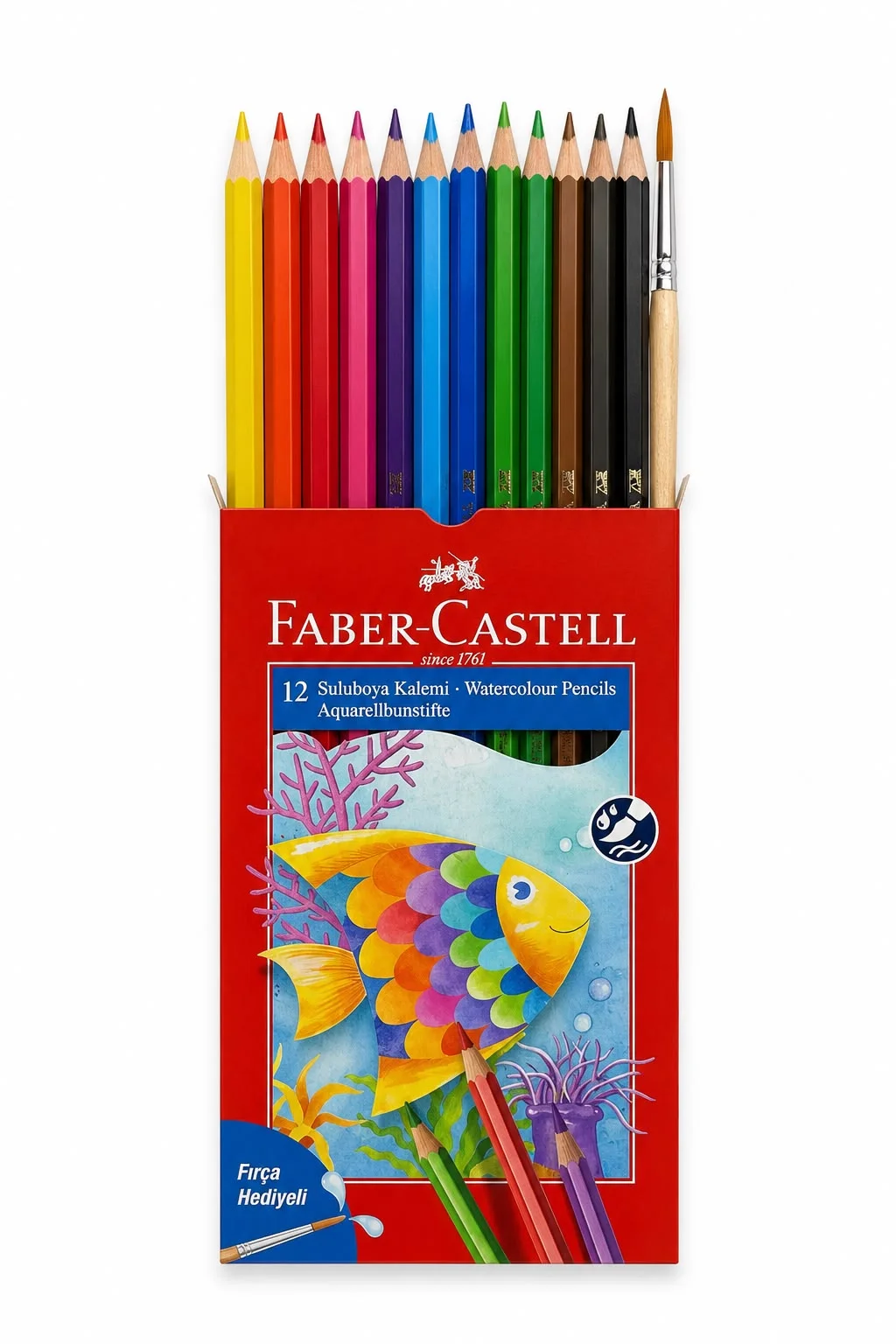 Faber-Castell 12'li Sulu Boya Kalemi | Fırça Hediyeli Renkli Boyama Seti