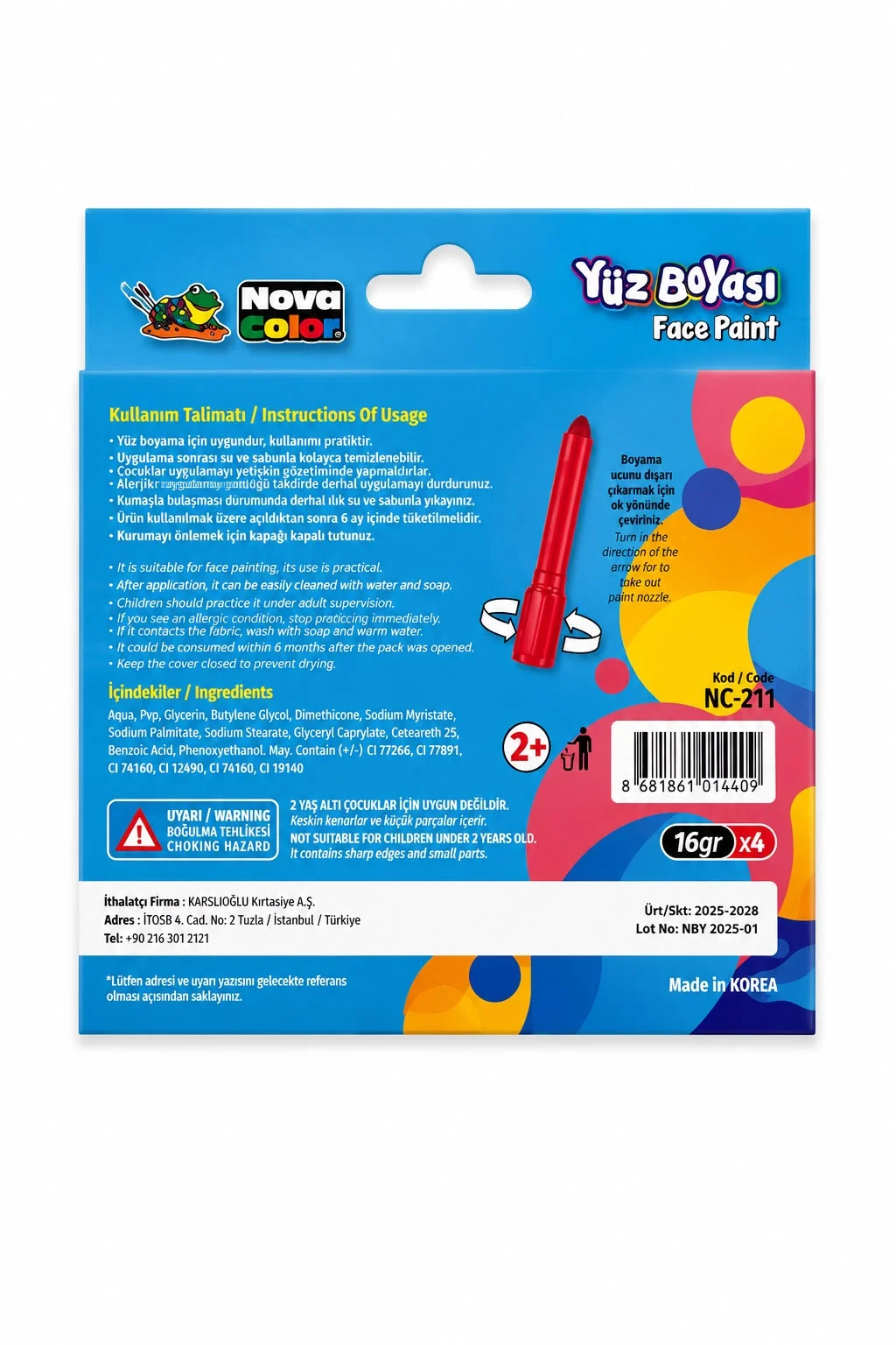 Nova Color 4 Renk Yüz Boyası | Çocuklar İçin Eğlenceli Yüz Boyama Seti