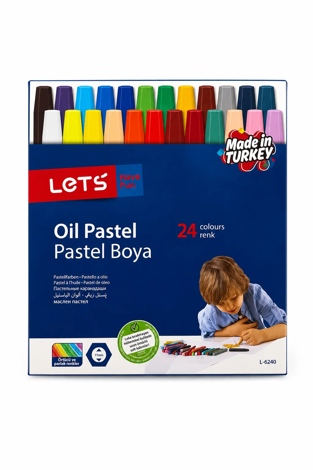 Lets 24 Renk Pastel Boya Seti | Canlı Renkler Boyama Boyası