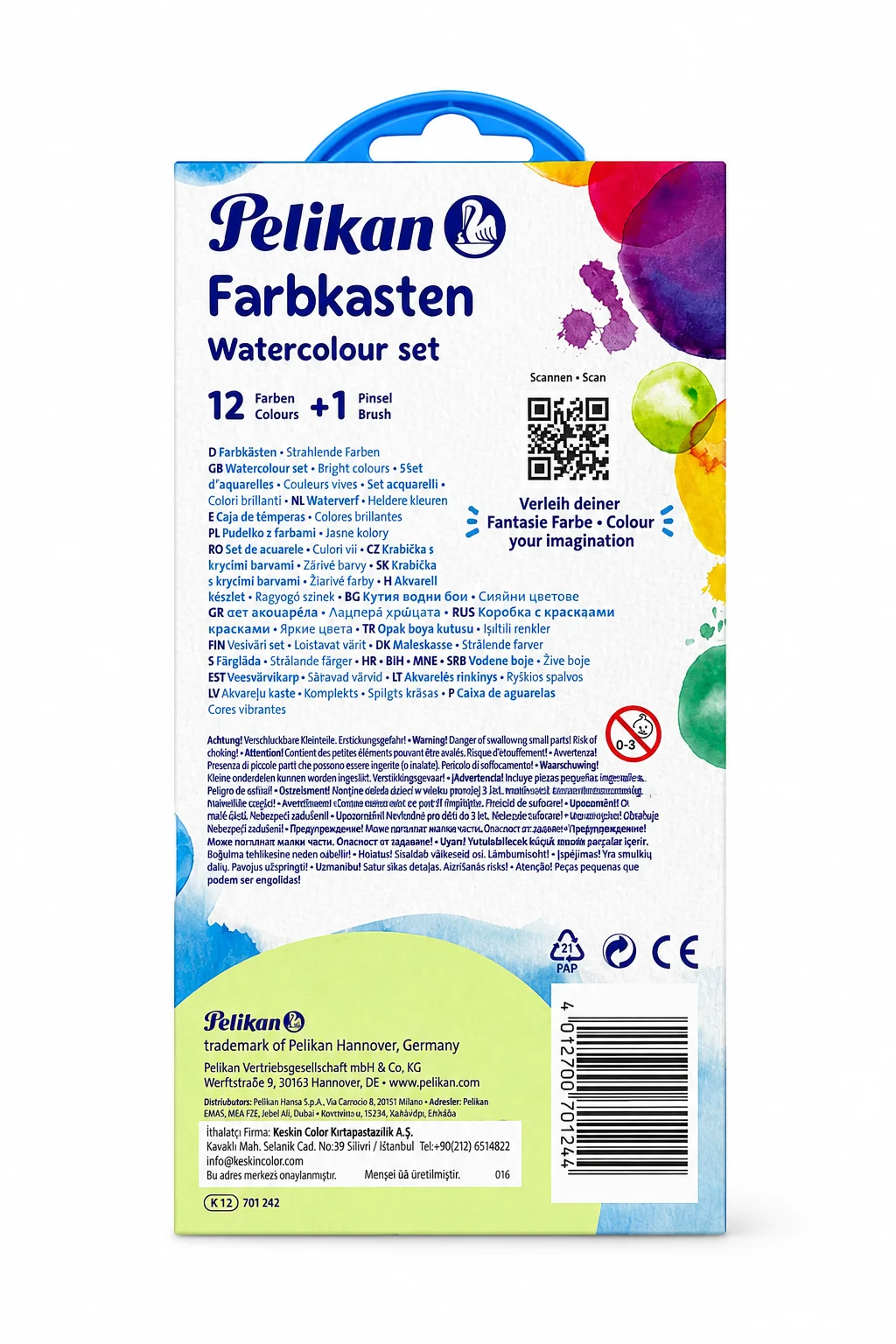 Pelikan Farbkasten 12 Renk Sulu Boya Seti | Canlı Renkler Resim Boyası