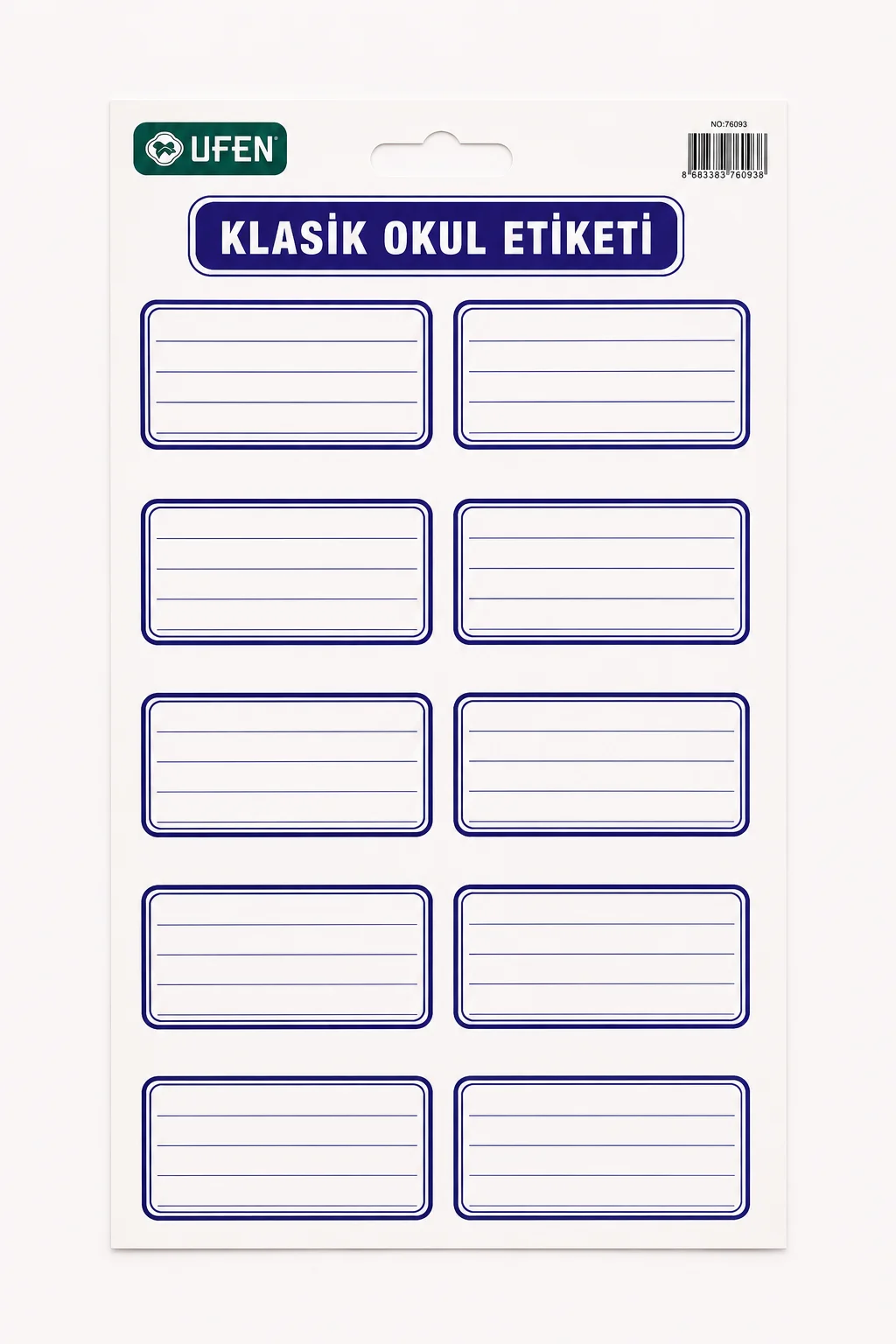 Ufen Klasik 3'lü Okul Etiketi | Defter ve Kitap İsim Etiketi Seti